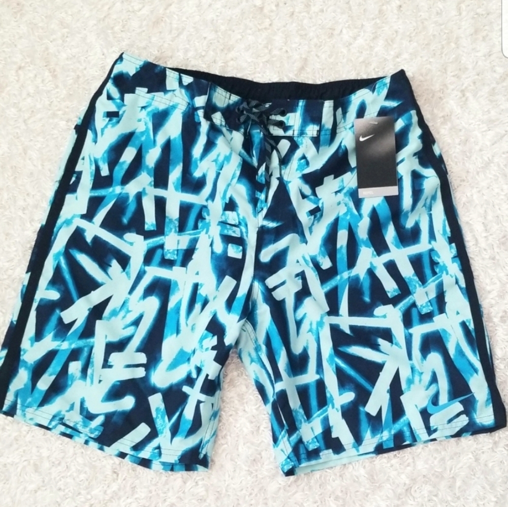 Men's Nike Swim Trunks Board Outdoor Shorts Blue Large